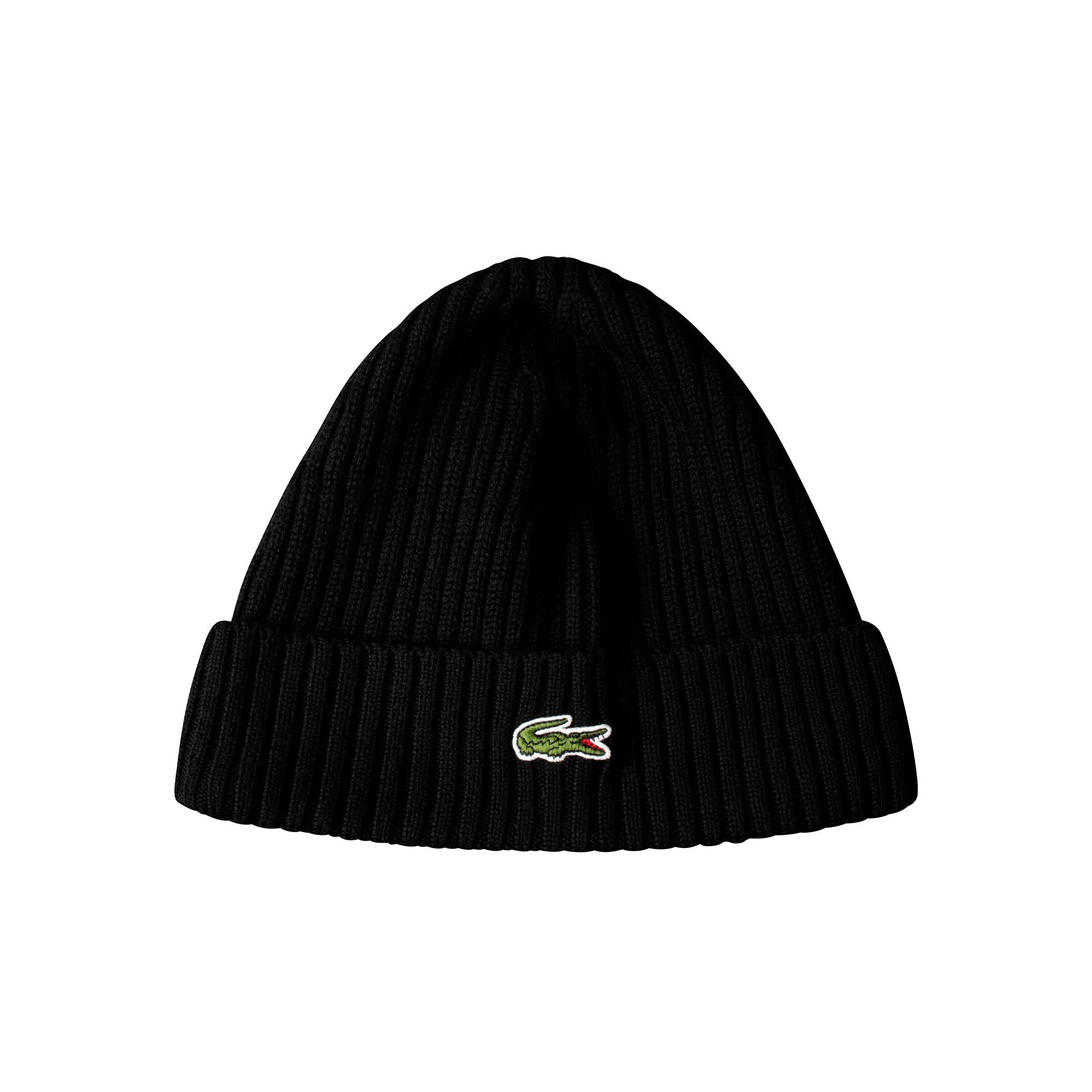 Lacoste Rib Knit Beanie Black